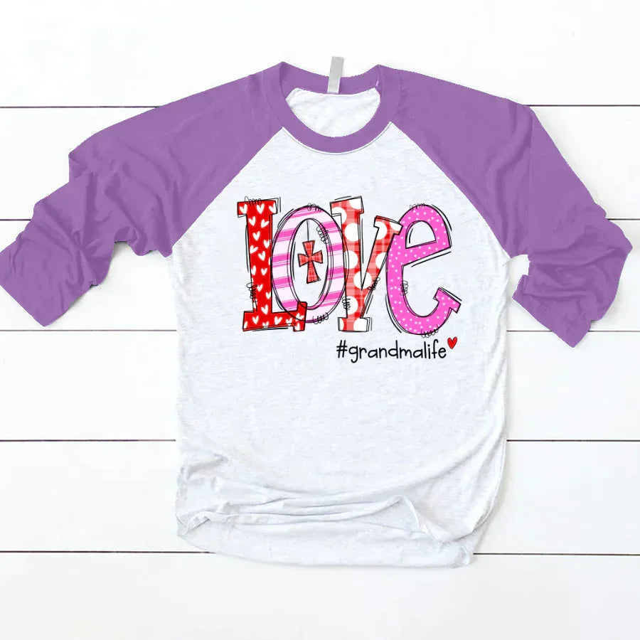 Lofaris Love Grandma Valentine Custom Name Baseball Shirt