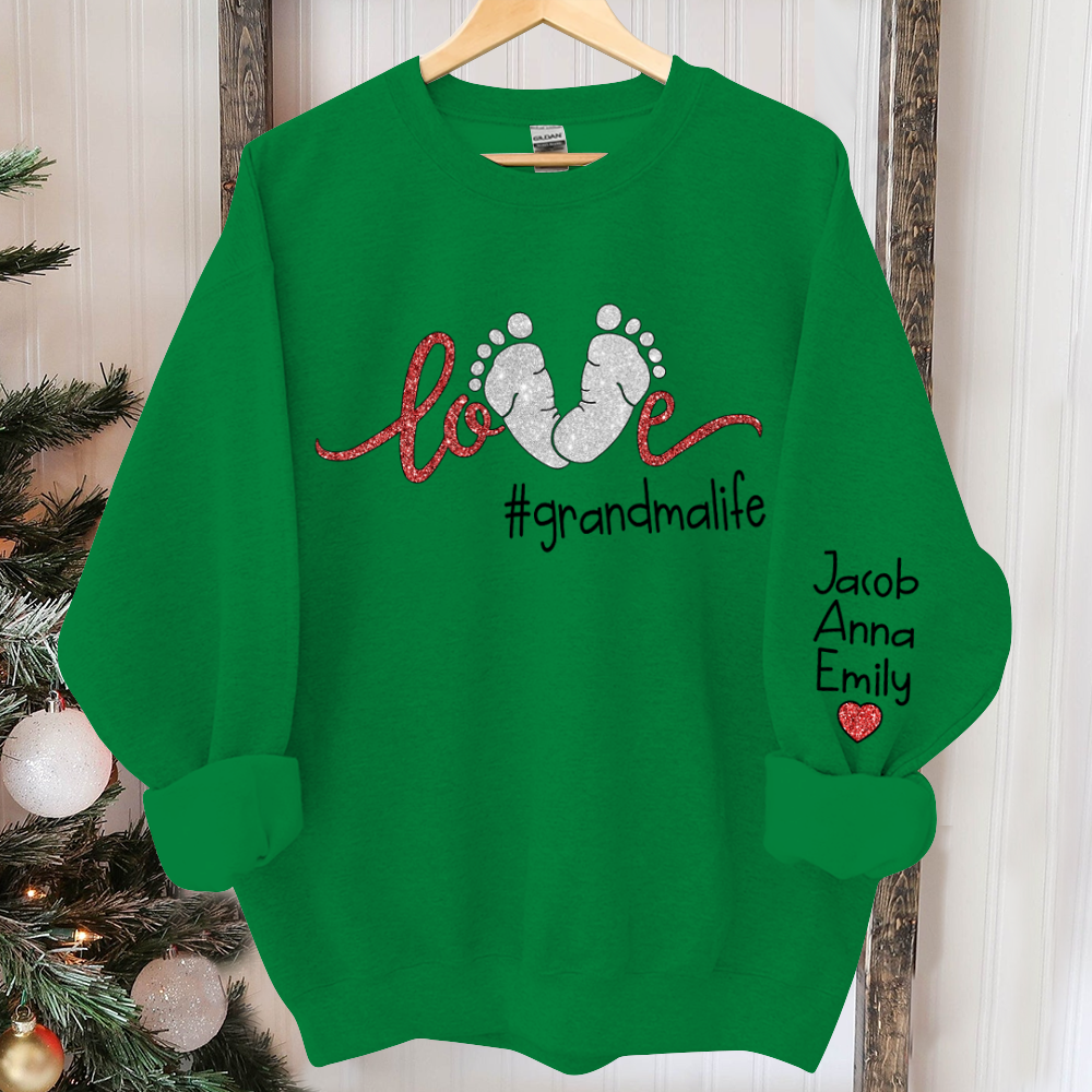 Lofaris Glitter Love Grandma Life Custom Kids Names Sweatshirt