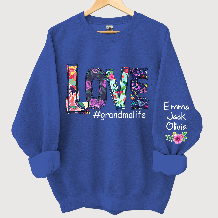 Lofaris Love Grandmalife Foral And Grandkids Sweatshirt