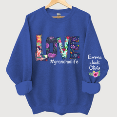 Lofaris Love Grandmalife Foral And Grandkids Sweatshirt