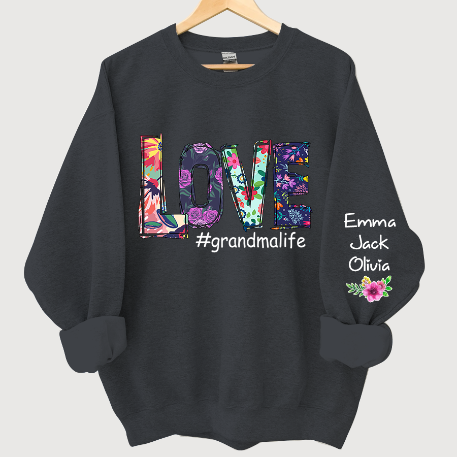 Lofaris Love Grandmalife Foral And Grandkids Sweatshirt
