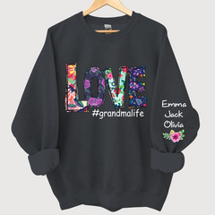 Lofaris Love Grandmalife Foral And Grandkids Sweatshirt