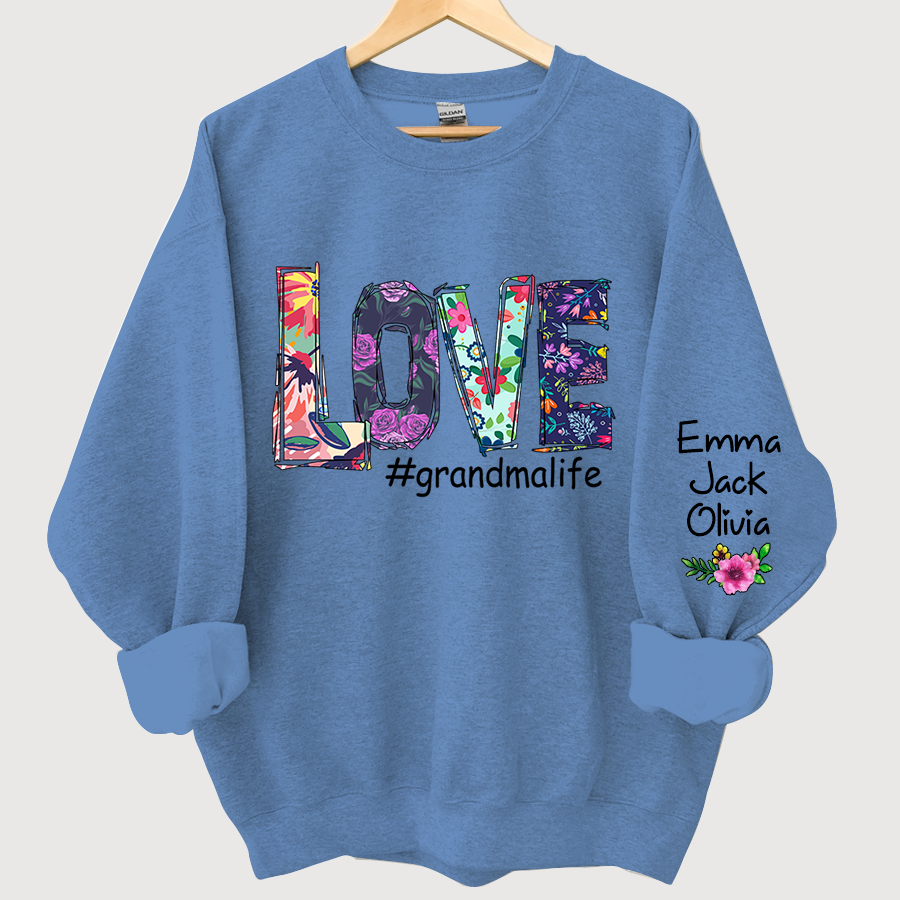Lofaris Love Grandmalife Foral And Grandkids Sweatshirt