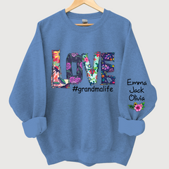 Lofaris Love Grandmalife Foral And Grandkids Sweatshirt