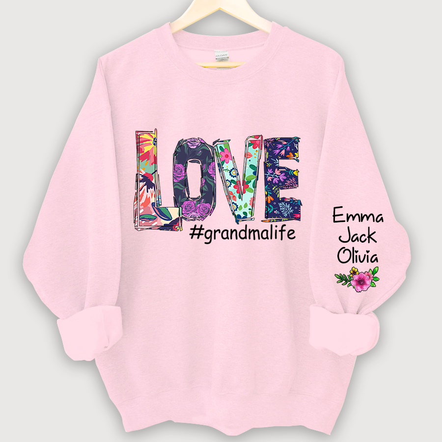 Lofaris Love Grandmalife Foral And Grandkids Sweatshirt