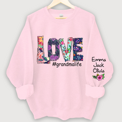 Lofaris Love Grandmalife Foral And Grandkids Sweatshirt