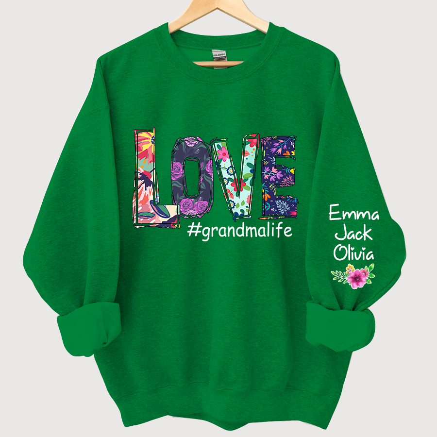 Lofaris Love Grandmalife Foral And Grandkids Sweatshirt