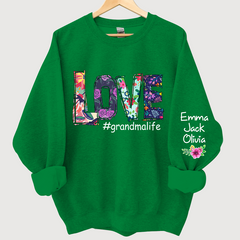 Lofaris Love Grandmalife Foral And Grandkids Sweatshirt