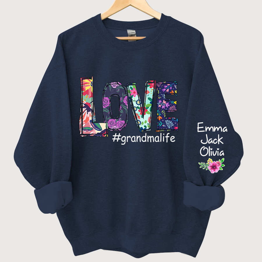 Lofaris Love Grandmalife Foral And Grandkids Sweatshirt