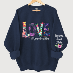 Lofaris Love Grandmalife Foral And Grandkids Sweatshirt