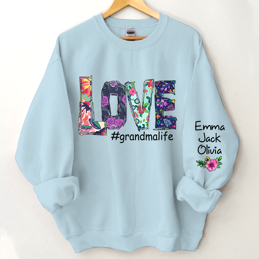 Lofaris Love Grandmalife Foral And Grandkids Sweatshirt