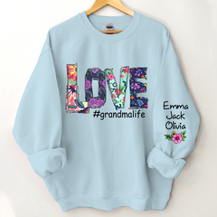 Lofaris Love Grandmalife Foral And Grandkids Sweatshirt