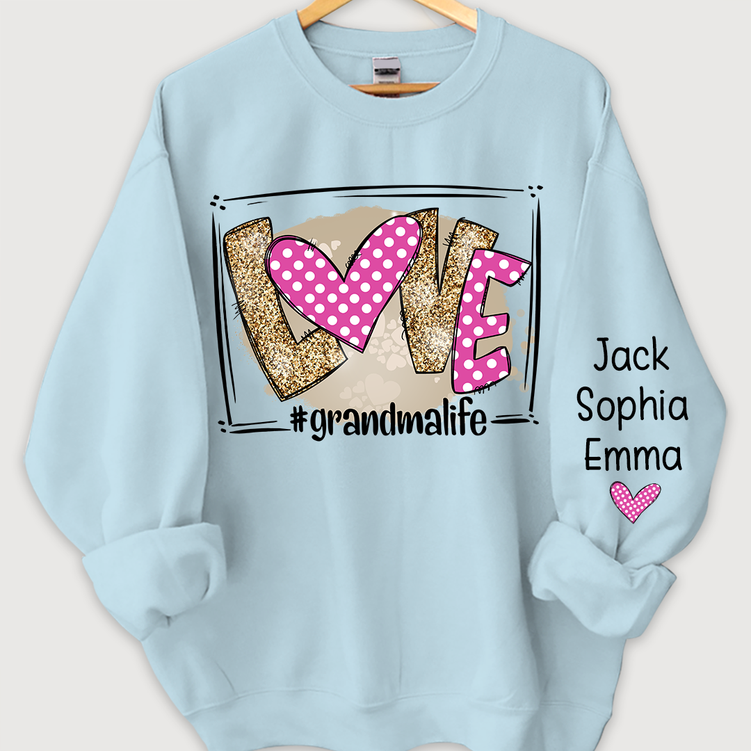Lofaris Love grandmalife pink giltter Sweatshirt with kids Valentine¡¯s Day