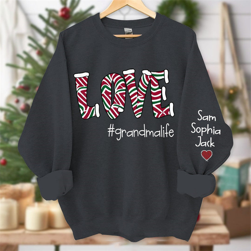 Lofaris Love Grandmalife Kids Custom Christmas Sweatshirt