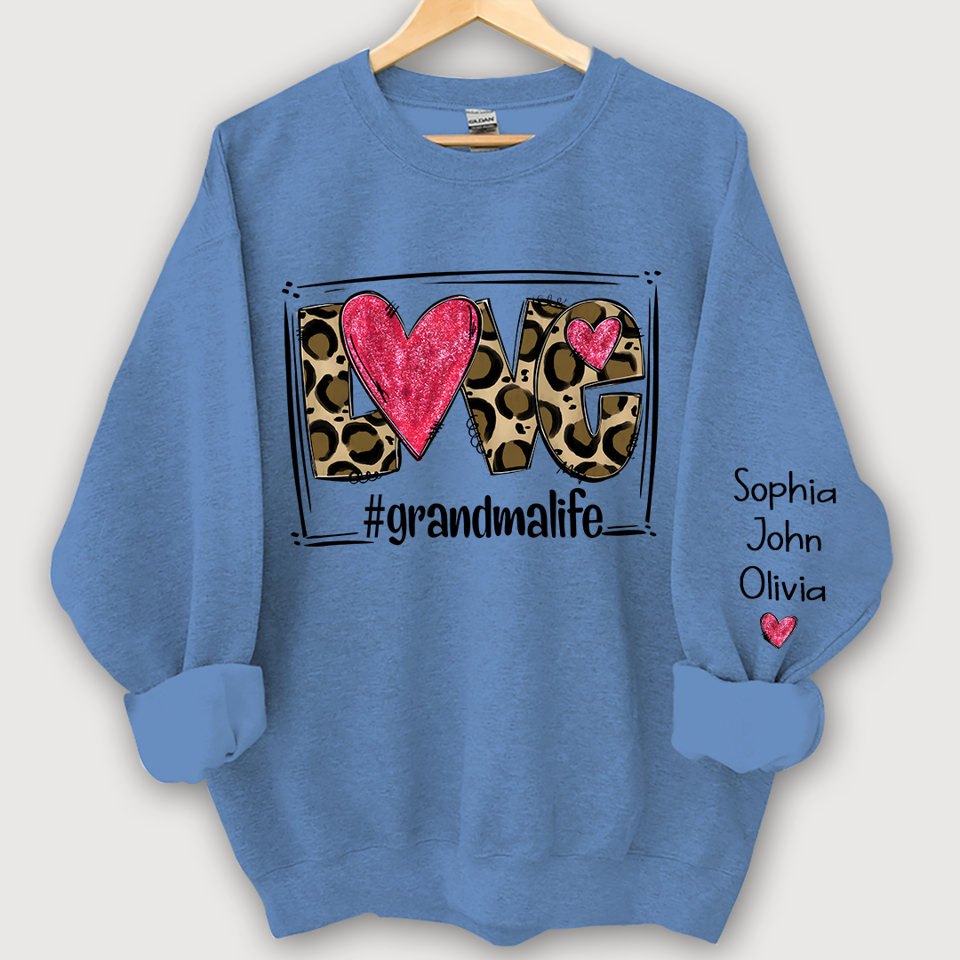 Lofaris Love Grandmalife Leopard Grandkids Custom Sweatshirt