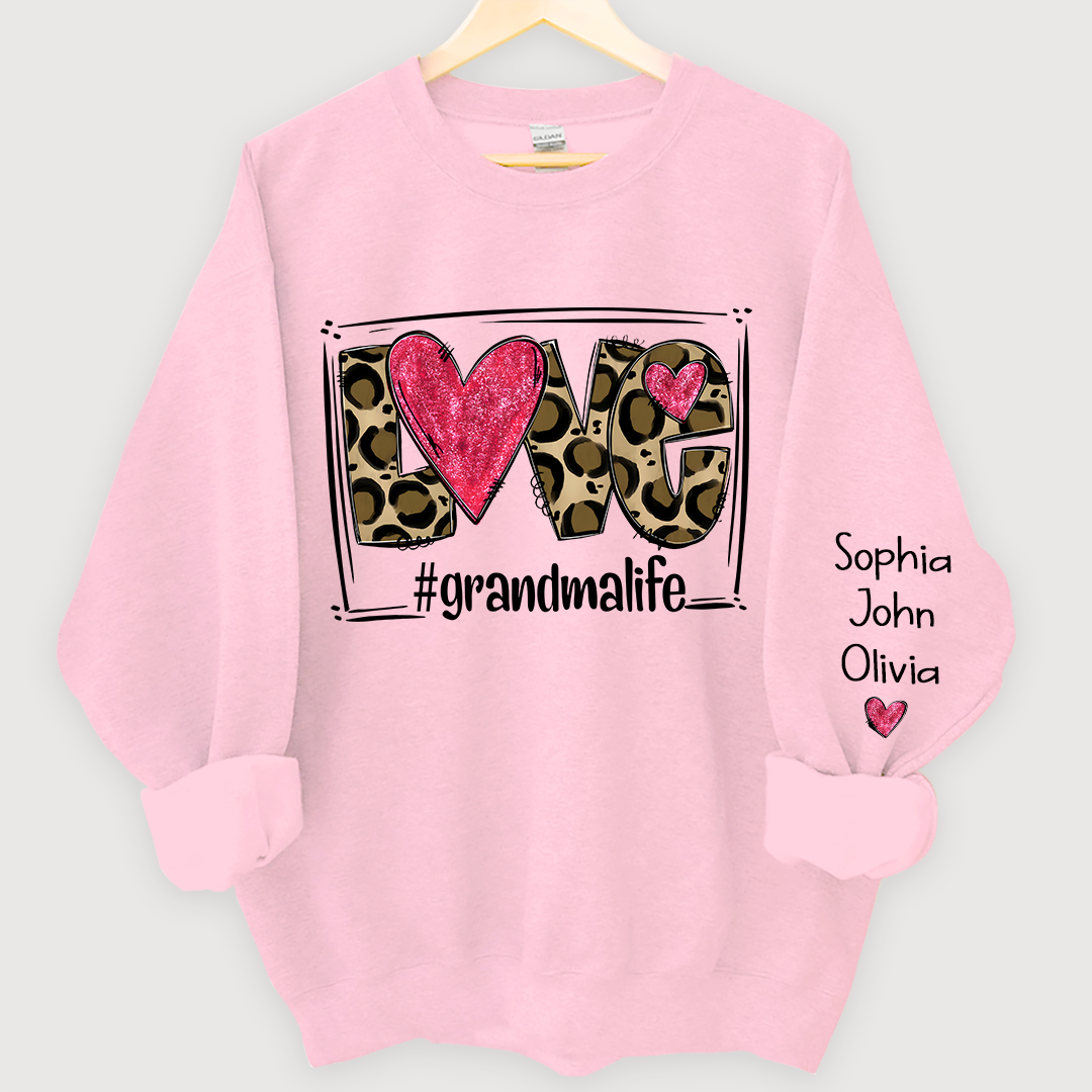 Lofaris Love Grandmalife Leopard Grandkids Custom Sweatshirt