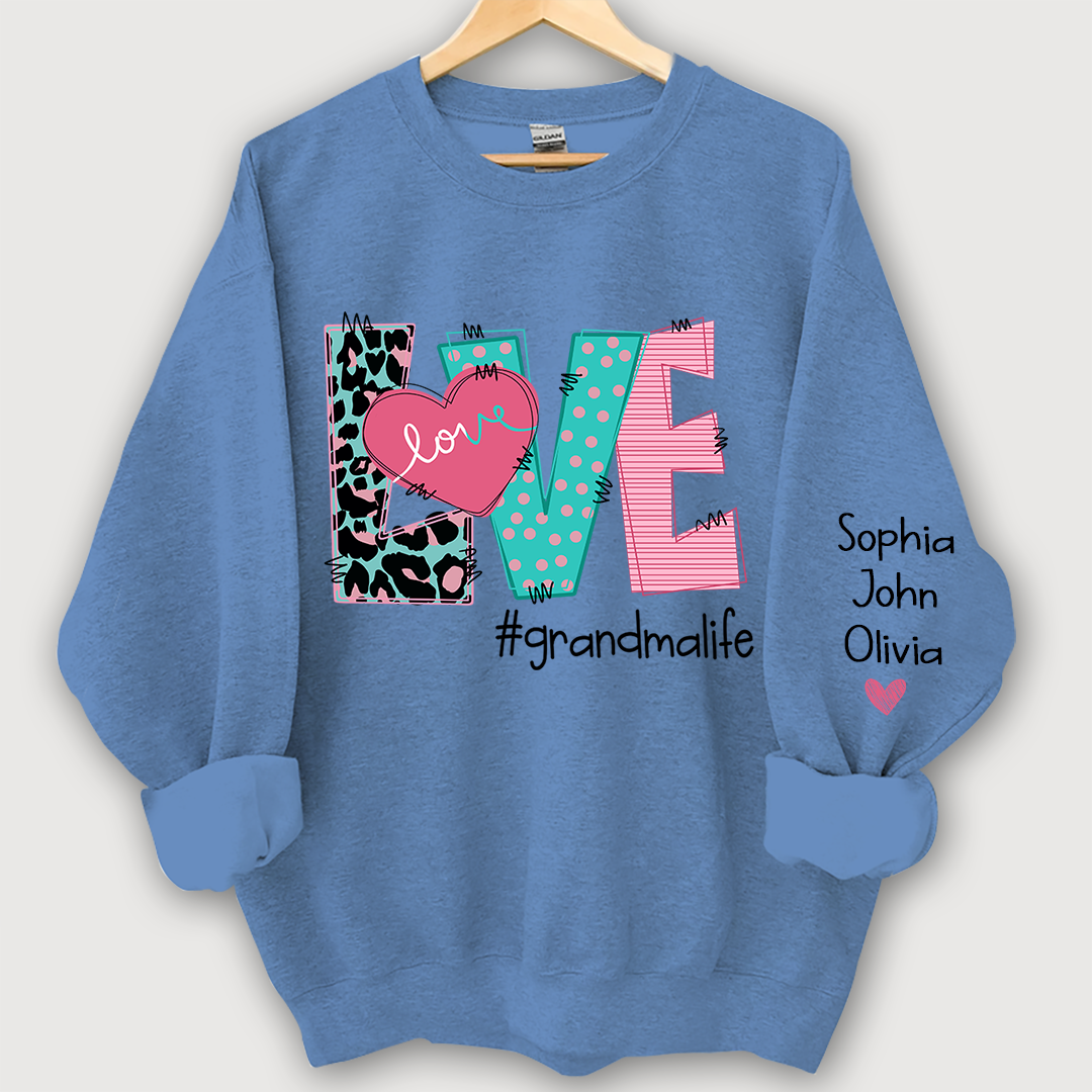 Lofaris Love Grandmalife Leopard And Grandkids Sweatshirt