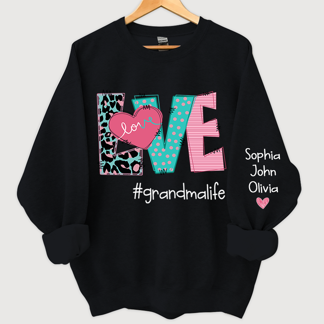 Lofaris Love Grandmalife Leopard And Grandkids Sweatshirt