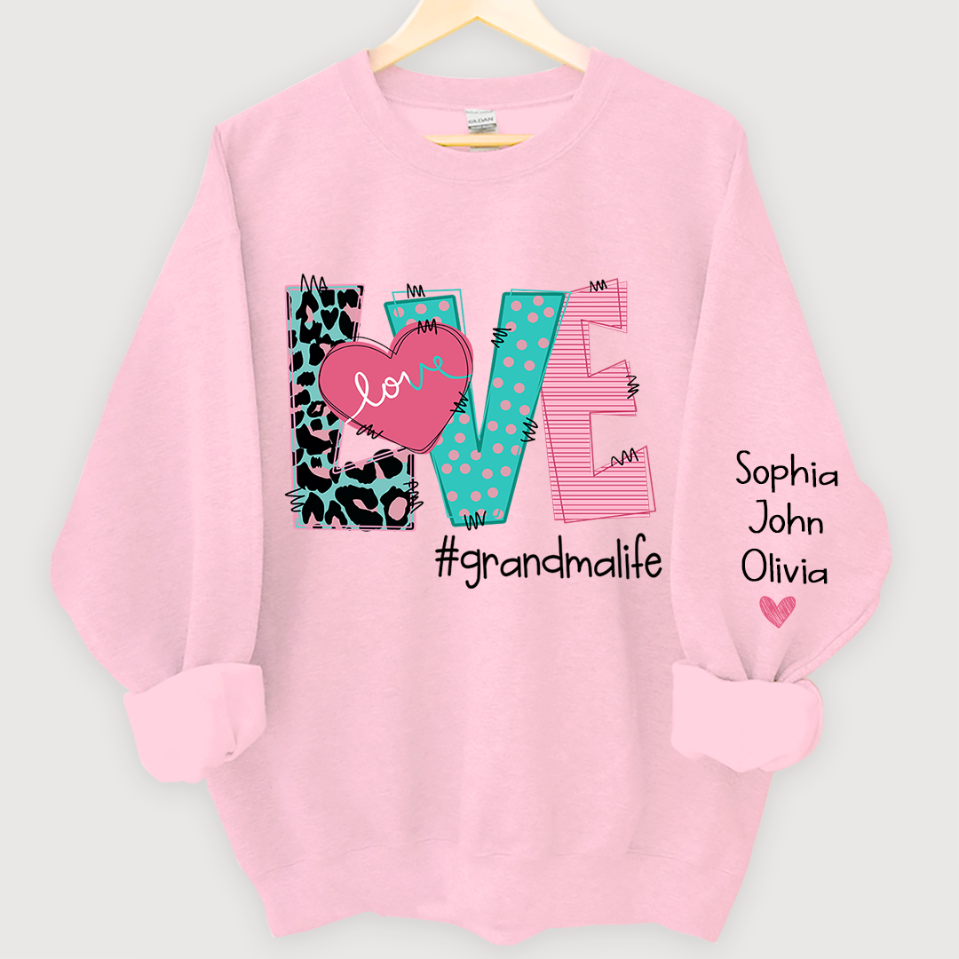 Lofaris Love Grandmalife Leopard And Grandkids Sweatshirt