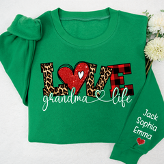 Lofaris Valentive Giltter Love Grandmalife And Kids Custom Name Sweatshirt