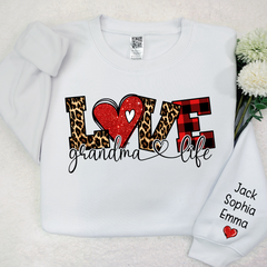 Lofaris Valentive Giltter Love Grandmalife And Kids Custom Name Sweatshirt