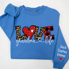 Lofaris Valentive Giltter Love Grandmalife And Kids Custom Name Sweatshirt