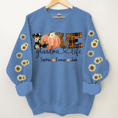 Lofaris Love Grandmalife Pumpkin Grandkids Custom Sweatshirt
