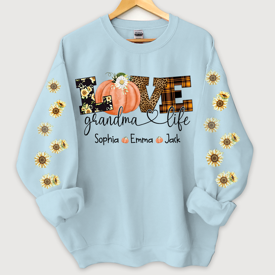 Lofaris Love Grandmalife Pumpkin Grandkids Custom Sweatshirt