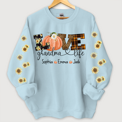 Lofaris Love Grandmalife Pumpkin Grandkids Custom Sweatshirt