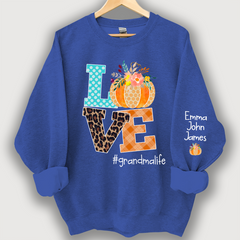 Lofaris Love grandmalife Pumpkins Autumn And Grandkids Sweatshirt