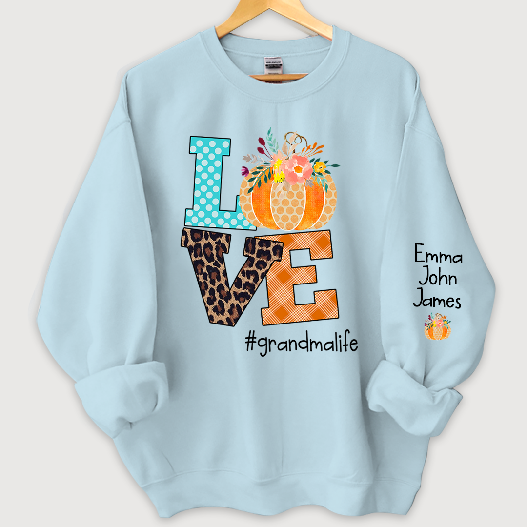 Lofaris Love grandmalife Pumpkins Autumn And Grandkids Sweatshirt