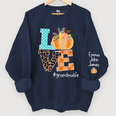 Lofaris Love grandmalife Pumpkins Autumn And Grandkids Sweatshirt