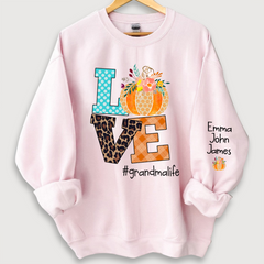 Lofaris Love grandmalife Pumpkins Autumn And Grandkids Sweatshirt