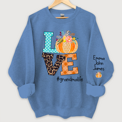Lofaris Love grandmalife Pumpkins Autumn And Grandkids Sweatshirt