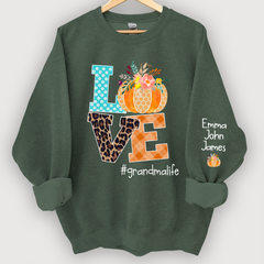 Lofaris Love grandmalife Pumpkins Autumn And Grandkids Sweatshirt