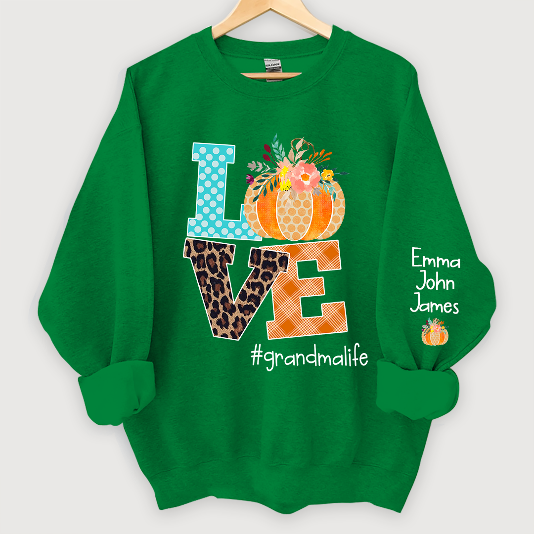 Lofaris Love grandmalife Pumpkins Autumn And Grandkids Sweatshirt