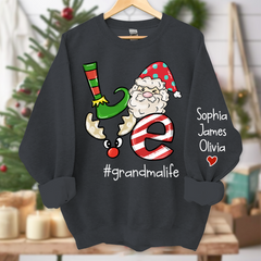 Lofaris Personalized Love grandmalife Merry Christmas and Grandkids Sweatshirt