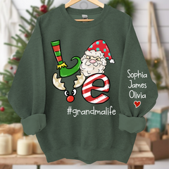 Lofaris Personalized Love grandmalife Merry Christmas and Grandkids Sweatshirt