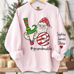 Lofaris Personalized Love grandmalife Merry Christmas and Grandkids Sweatshirt