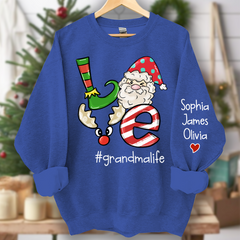 Lofaris Personalized Love grandmalife Merry Christmas and Grandkids Sweatshirt