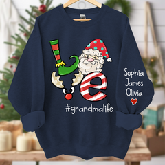 Lofaris Personalized Love grandmalife Merry Christmas and Grandkids Sweatshirt