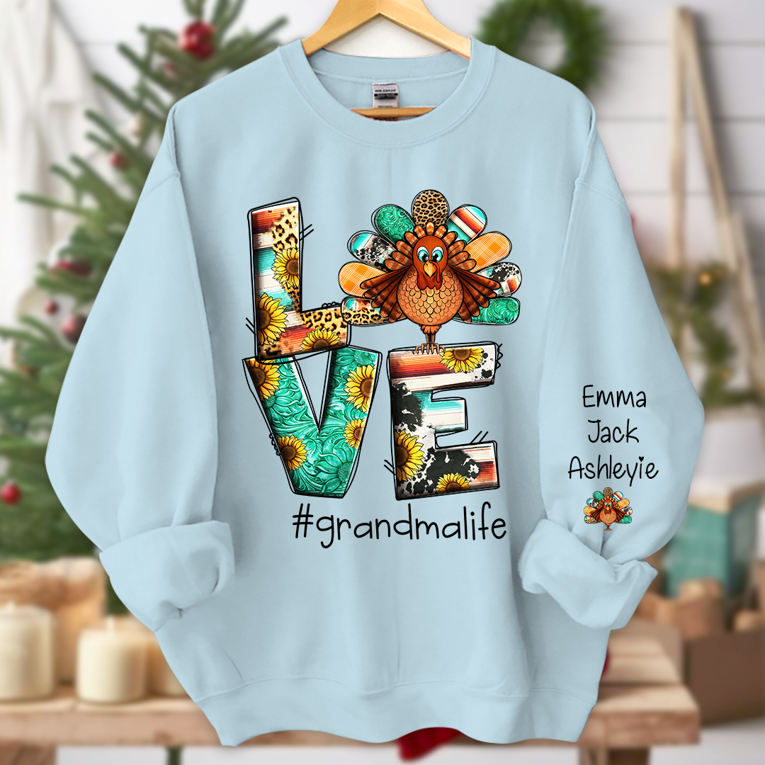 Lofaris Love Grandma Life Thanksgiving Turkey Sweatshirt