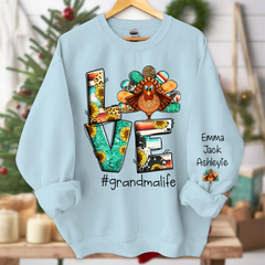 Lofaris Love Grandma Life Thanksgiving Turkey Sweatshirt