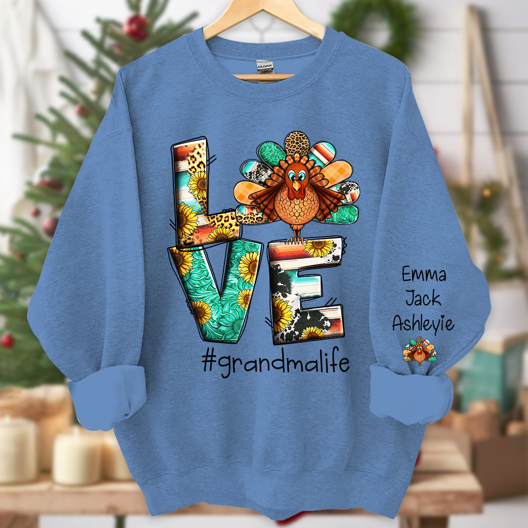 Lofaris Love Grandma Life Thanksgiving Turkey Sweatshirt