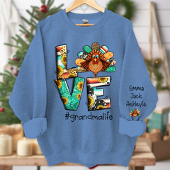 Lofaris Love Grandma Life Thanksgiving Turkey Sweatshirt
