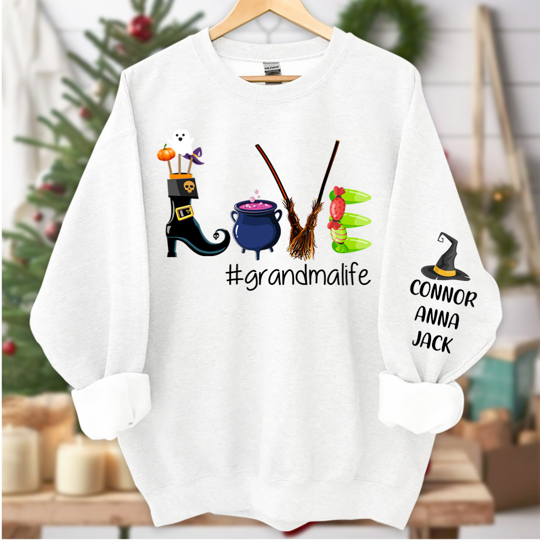 Lofaris Love Grandma Mimi Nana Custom Nickname Halloween Sweatshirt