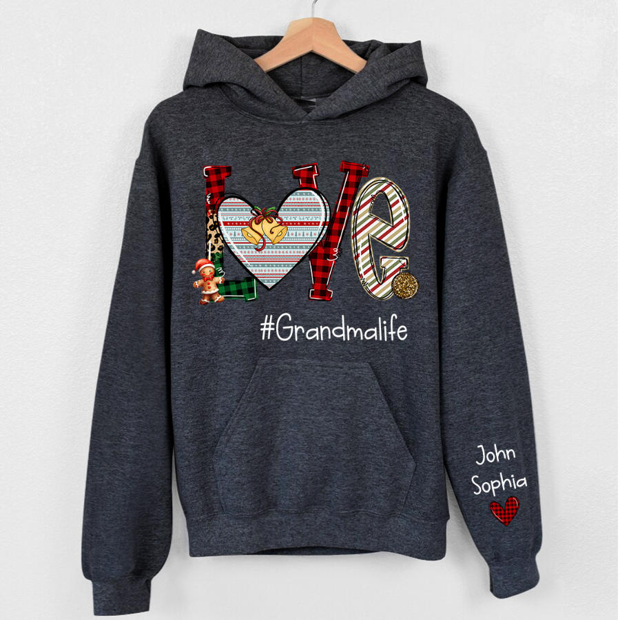 Lofaris Love Heart Grandma Life Christmas Custom Hoodie