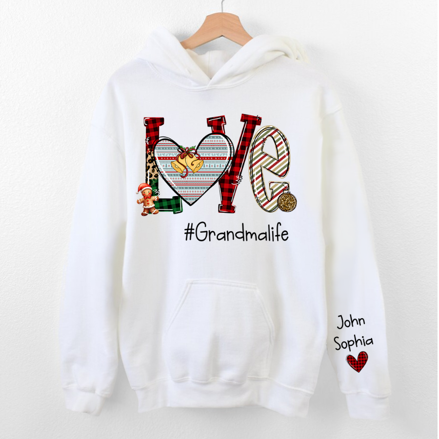 Lofaris Love Heart Grandma Life Christmas Custom Hoodie
