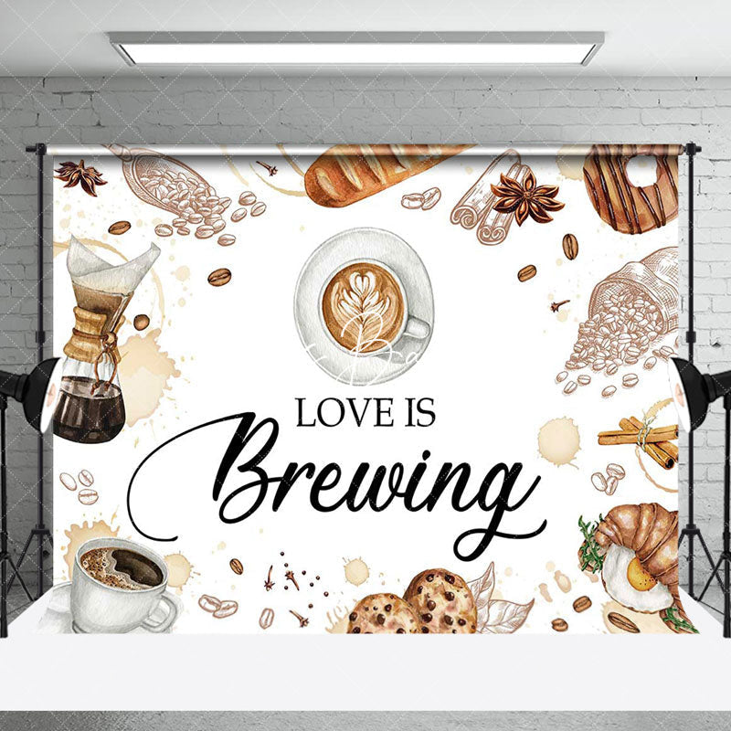 Lofaris Love Is Brewing Pastry Coffee Wedding Party Backdrop
