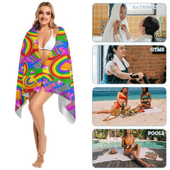 Lofaris Love Is Colorful Rainbow Hearts Beach Towel
